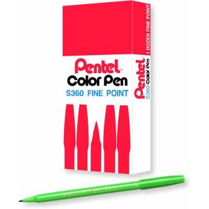 Pentel Arts Color Pen, Dark Brown, Box of 12 (S360-118)(Olive Green)