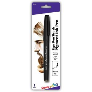 Pentel Arts Sign Pen Brush, Sepia Pigment Ink, 1 Pack, (SESP15BPSP)