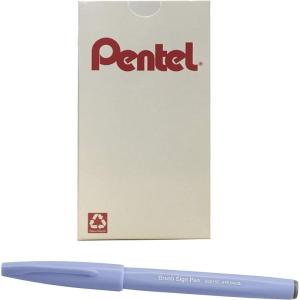 Pentel Arts Sign Pen Touch, Fude Brush Tip, Blue Ink, Box of 12 (SES15C-C)(Gray Blue)