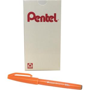Pentel Arts Sign Pen Touch, Fude Brush Tip, Blue Ink, Box of 12 (SES15C-C)(Orange)