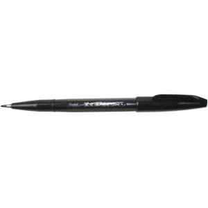 Pentel Fude Touch Sign Pen, Gray, Felt Pen Like Brush Stroke (SES15C-N)(Black)