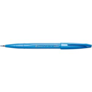Pentel Fude Touch Sign Pen, Gray, Felt Pen Like Brush Stroke (SES15C-N)(Sky Blue)