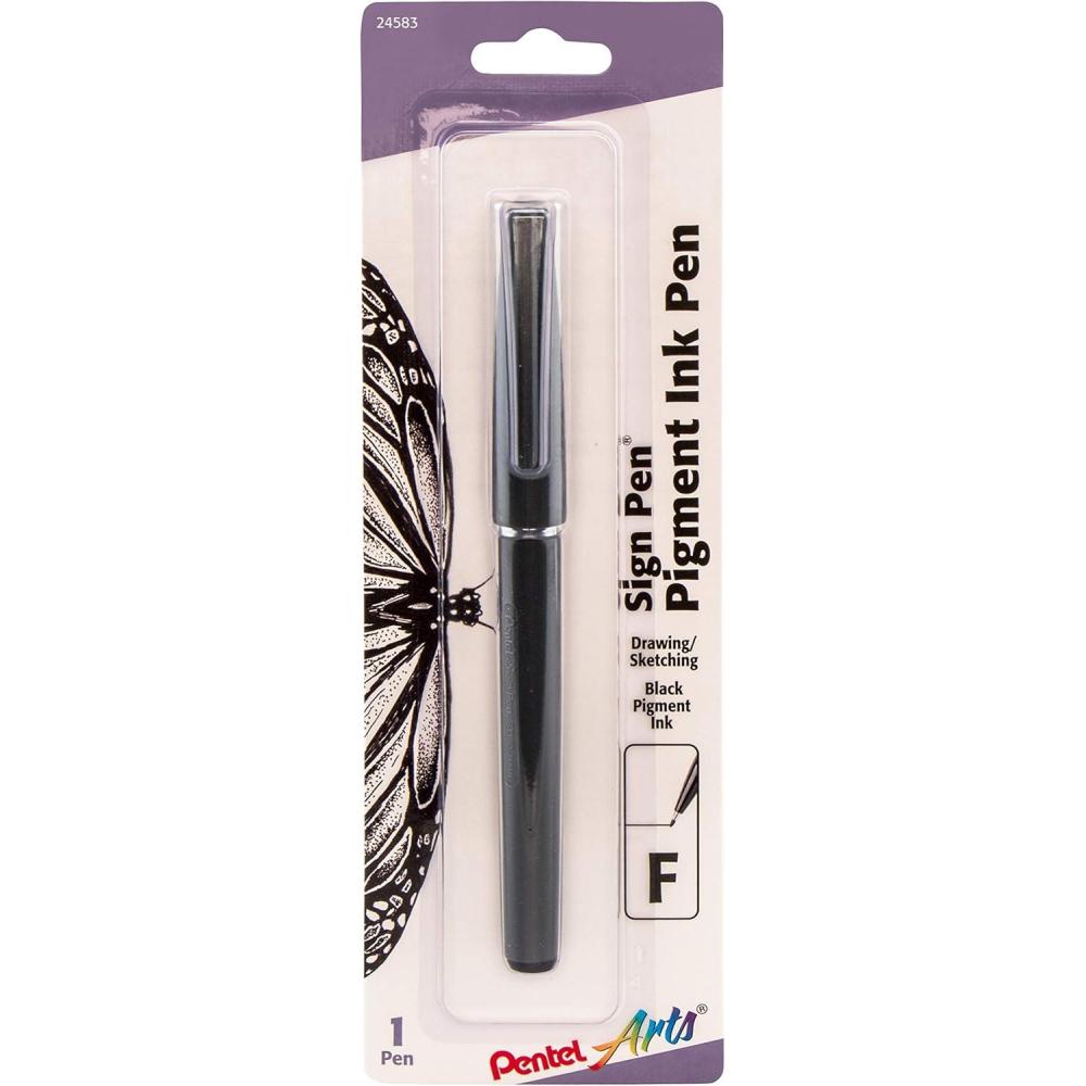 image:imagePentel Arts Sign Pen with Pigment Black Ink Box of 12 ST150A1 Count Pack of 1