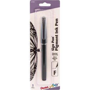 Pentel Arts Sign Pen with Pigment, Black Ink, Box of 12 (ST150-A)(1 Count (Pack of 1))