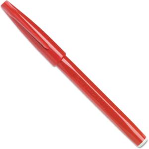 Pentel Sign Pen Stick Porous Point Pen, Fine Point, Red Barrel, Red Ink 12-Count (S520-B)