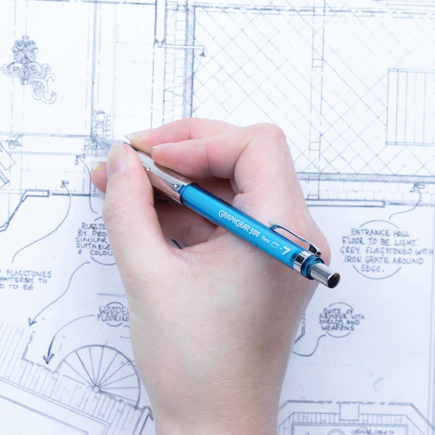 image:imagePentel GraphGear 300 Mechanical Pencil Box of 12 PencilsSky Blue