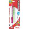 Pentel Quick Dock Colors, 0.7mm, Medium Line, 1 Pencil, 1 Refill Cartridge and 3 Erasers, Assorted Barrel and Cartridge Colors (QD7LECRBP)