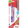 Pentel Quick Dock Colors, 0.7mm, Medium Line, 1 Pencil, 1 Refill Cartridge and 3 Erasers, Assorted Barrel and Cartridge Colors (QD7LECRBP)
