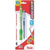 Pentel Quick Dock Colors, 0.7mm, Medium Line, 1 Pencil, 1 Refill Cartridge and 3 Erasers, Assorted Barrel and Cartridge Colors (QD7LECRBP)