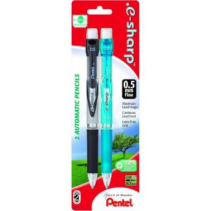 Pentel.E-Sharp Automatic Pencil, 0.7mm, Assorted Barrels, 2 Pack (AZ127BP2M-K6)(0.5mm)
