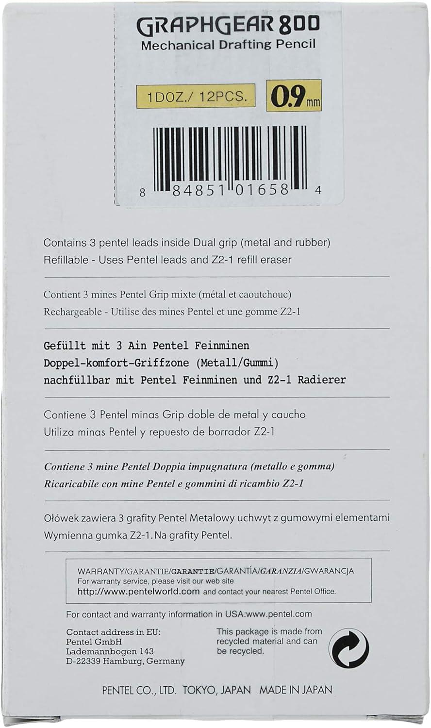 image:imagePentel GraphGear 800 Mechanical Drafting Pencil 05mm Black barrel 12 pack PG805A1 Pack