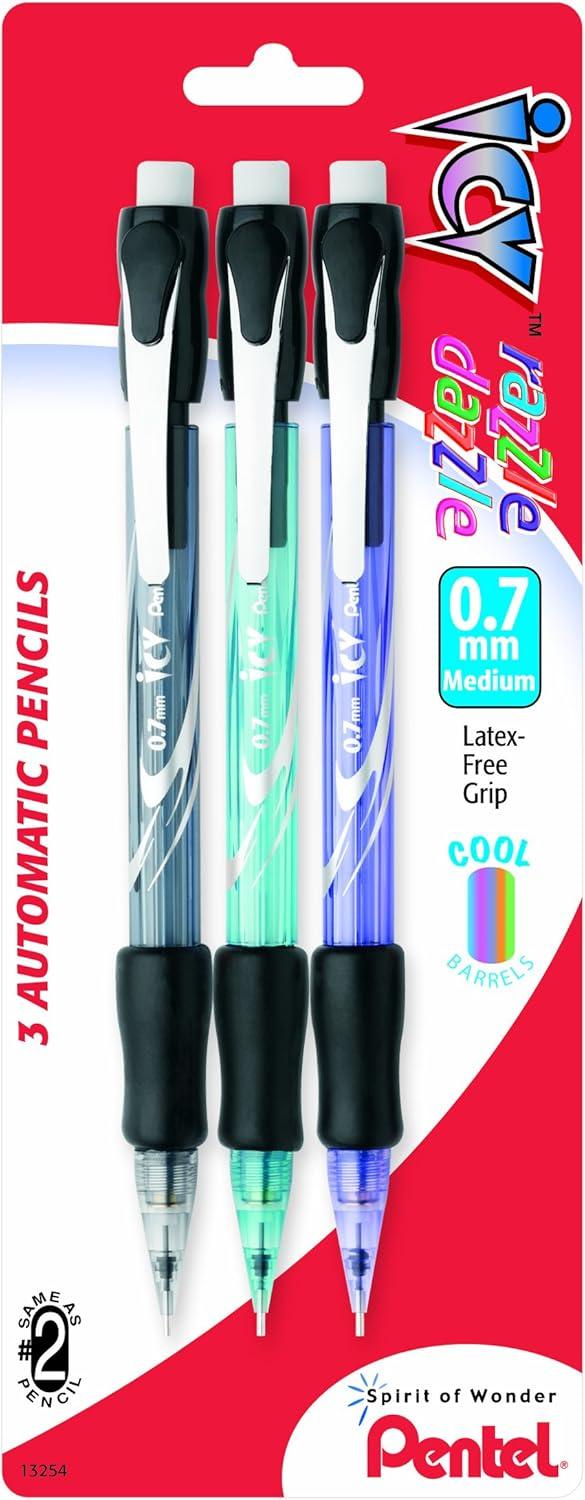 image:imagePentel Icy RazzleDazzle Automatic Pencil 07mm Assorted Barrels 3 Pack AL27RDBP3M