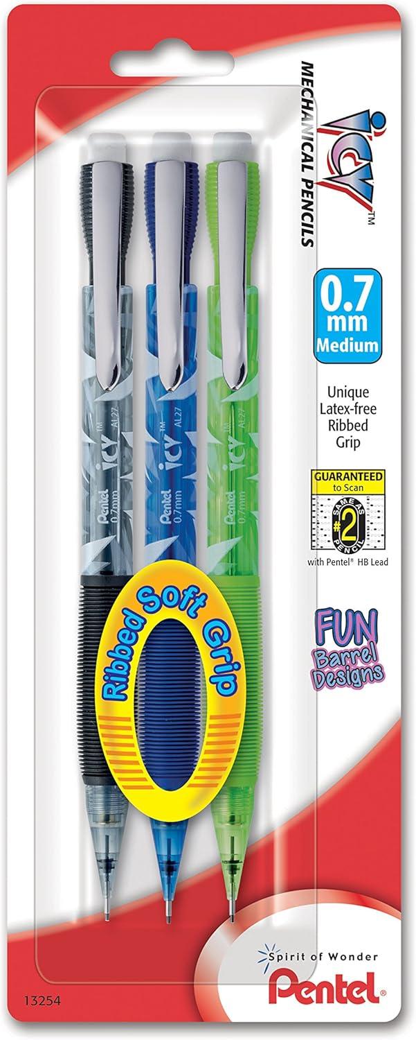 image:imagePentel Icy RazzleDazzle Automatic Pencil 07mm Assorted Barrels 3 Pack AL27RDBP3M