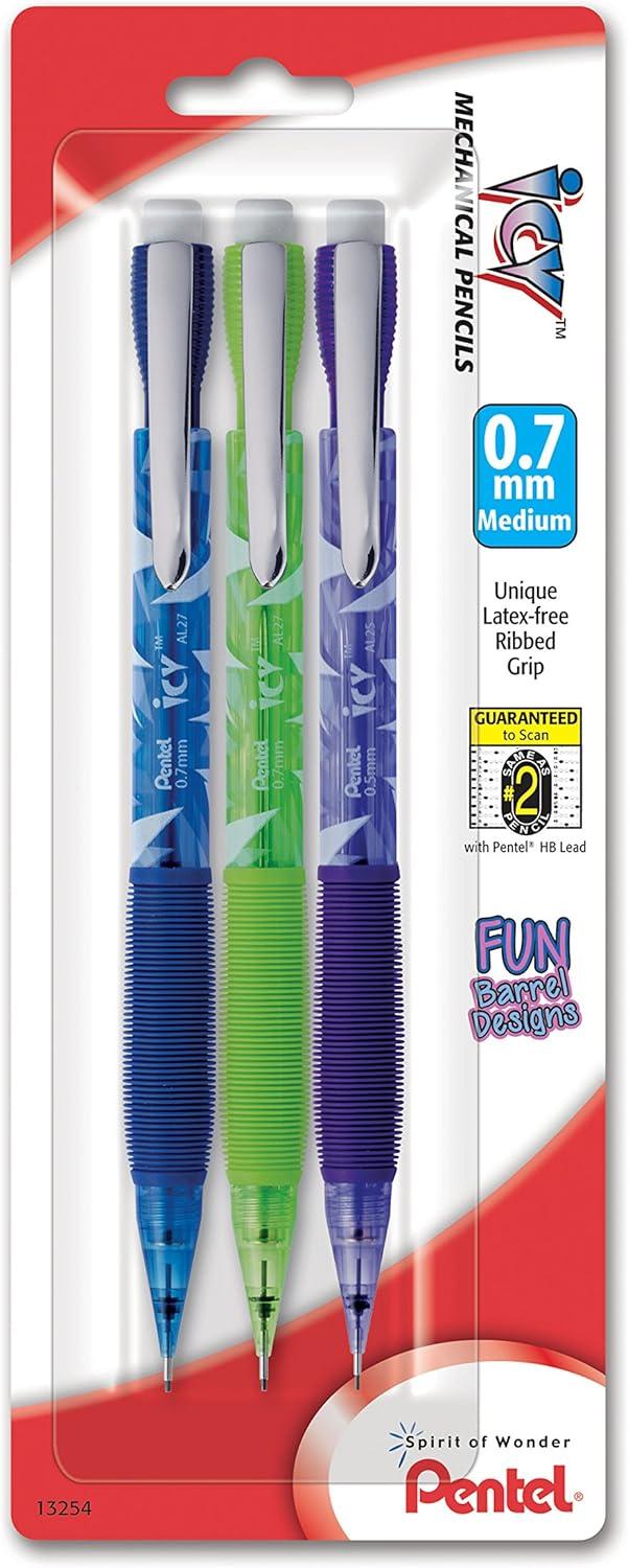 image:imagePentel Icy RazzleDazzle Automatic Pencil 07mm Assorted Barrels 3 Pack AL27RDBP3M