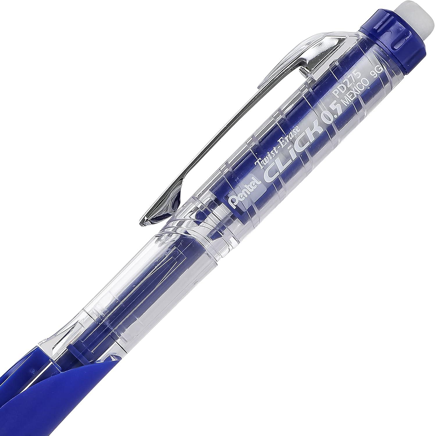 image:imagePentel TwistErase Click Mechanical Pencil 05mm Transparent Blue Barrel Box of 12 PD275TC