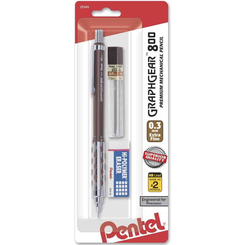 image:imagePentel GraphGear 800 Mechanical Drafting Pencil 05mm Black barrel 12 pack PG805A1 Pencil Lead and Eraser