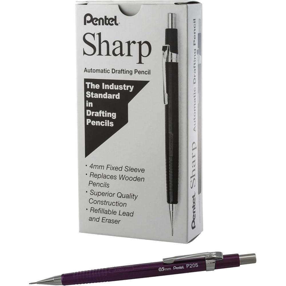 image:imagePentel Sharp Mechanical Pencil 05mm Metallic Purple Barrel Box of 12 P205MV