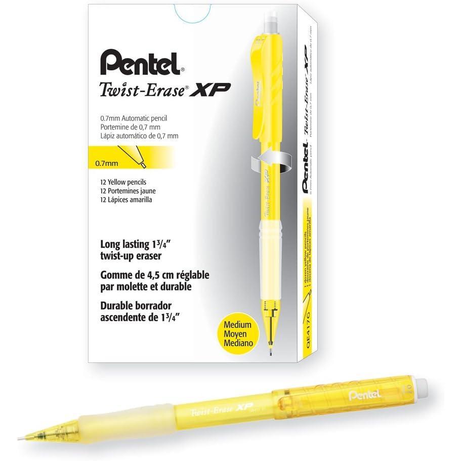 image:imagePentel Twist Erase EXPRESS Automatic Pencil 07mm Lead Size Red Barrel Box of 12 QE417BYellow