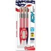 Pentel Icy Mechanical Pencil, (0.7mm) Medium Line, Flag Barrel, Assorted Grips (B/C/W) Clear Dozen Box(1 Count (Pack of 3))