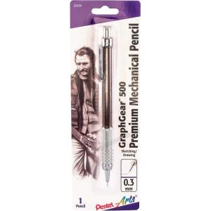 Pentel Arts GraphGear 500 Premium Drafting Pencil, 0.3mm, Brown Barrel, 1-Pack (PG523EPABP)(1 Count (Pack of 1))