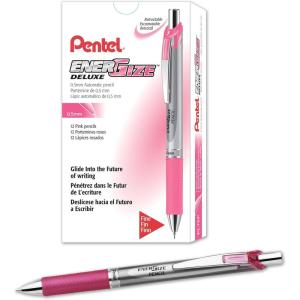 Pentel EnerGize Mechanical Pencil (0.5mm) Pink Accents, Box of 12 (PL75P)(Pink Accents)