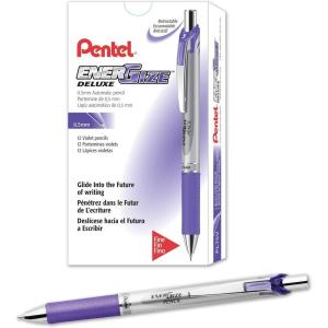 Pentel EnerGize Mechanical Pencil (0.5mm) Pink Accents, Box of 12 (PL75P)(Violet Accents)