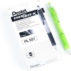 Pentel EnerGize-x Mechanical Pencil (0.7mm) Violet Barrel, Box of 12 (PL107V)(Light Green Barrel)