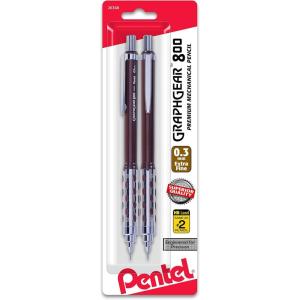 Pentel GraphGear800 Automatic Drafting Pencil (0.7mm) 2pk (PG807BP2)(0.3mm)