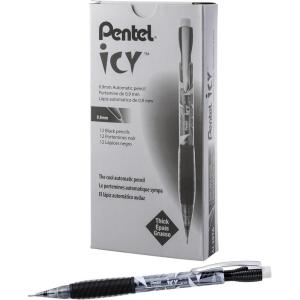 Pentel ICY Mechanical Pencil, (0.9mm), Tinted Black Barrel, 12 pack (AL29TA), 0.9 mm