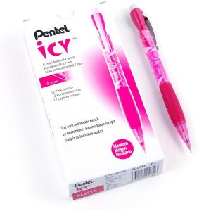 Pentel Icy Mechanical Pencil, 0.7mm, Tinted Pink Barrel, Box of 12 (AL27TP)