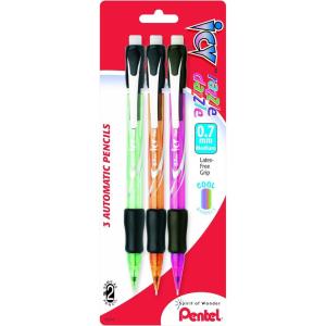 Pentel Icy Razzle-Dazzle Automatic Pencil, 0.7mm, Assorted Barrels, 3 Pack (AL27RDBP3M)