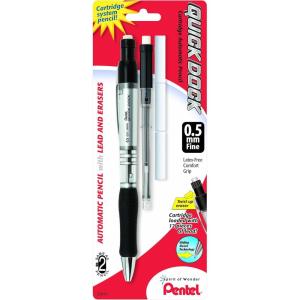 Pentel Quick Dock Automatic Pencil with Refill Cassette and 3 Erasers, 0.7mm, 1 Pack (QD7ELE3BP)(0.5 mm)