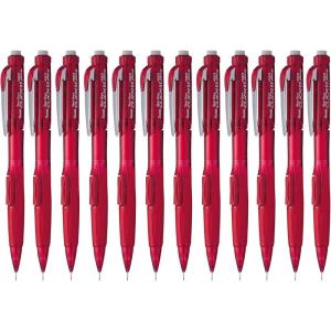 Pentel Twist-Erase Click Mechanical Pencil (0.5mm) Transparent Red Barrel, Box of 12 (PD275TB)