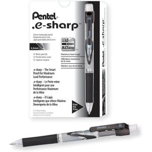Pentel e-sharp Automatic Pencil, 0.5mm, Violet Accents, Box of 12 (AZ125V)(Black)