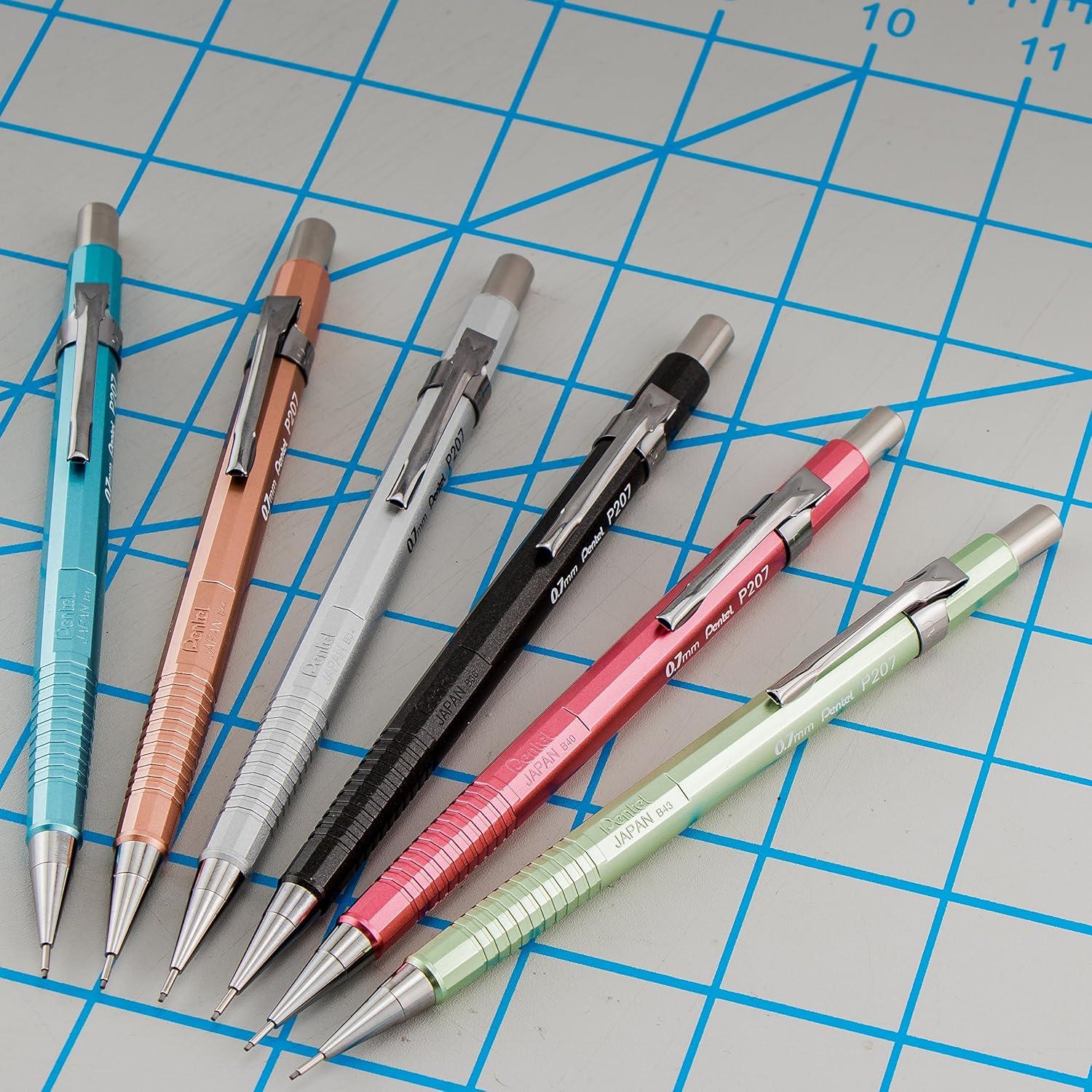image:imagePentel Sharp Mechanical Pencil 07mm Metallic Barrels Assorted Barrel Colors Pack of 2 P207MBP2