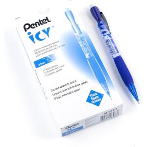 Pentel ICY Mechanical Pencil, (0.9mm), Tinted Blue Barrel, 12 pack (AL29TC)