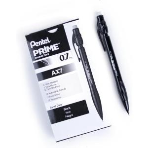 Pentel Prime Mechanical Pencil (0.7mm) Assorted Barrel Colors Pack of 6 (AX7BP6M)(Black)