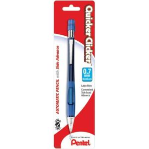 Pentel Quicker Clicker Automatic Pencil, 0.7mm, Transparent Barrel, Assorted Barrel Colors, Color May Vary, 1 Pack (PD347BP-K6)(Assorted Colors)