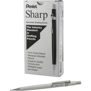 Pentel Sharp Mechanical Pencil, (0.9mm), Metallic Silver Barrel, Box of 12 (P209Z)