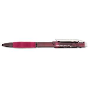 Pentel Twist-Erase GT, 0.5mm, Mechanical Pencil Transparent Burgundy barrel, Box of 12 (QE205B)