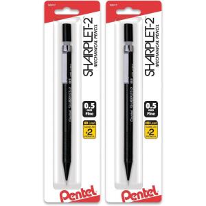 Pentel Sharplet-2 Automatic Pencil, (0.5mm), Black, 1 Pack (A125BP-K6)(1 Count (Pack of 2))