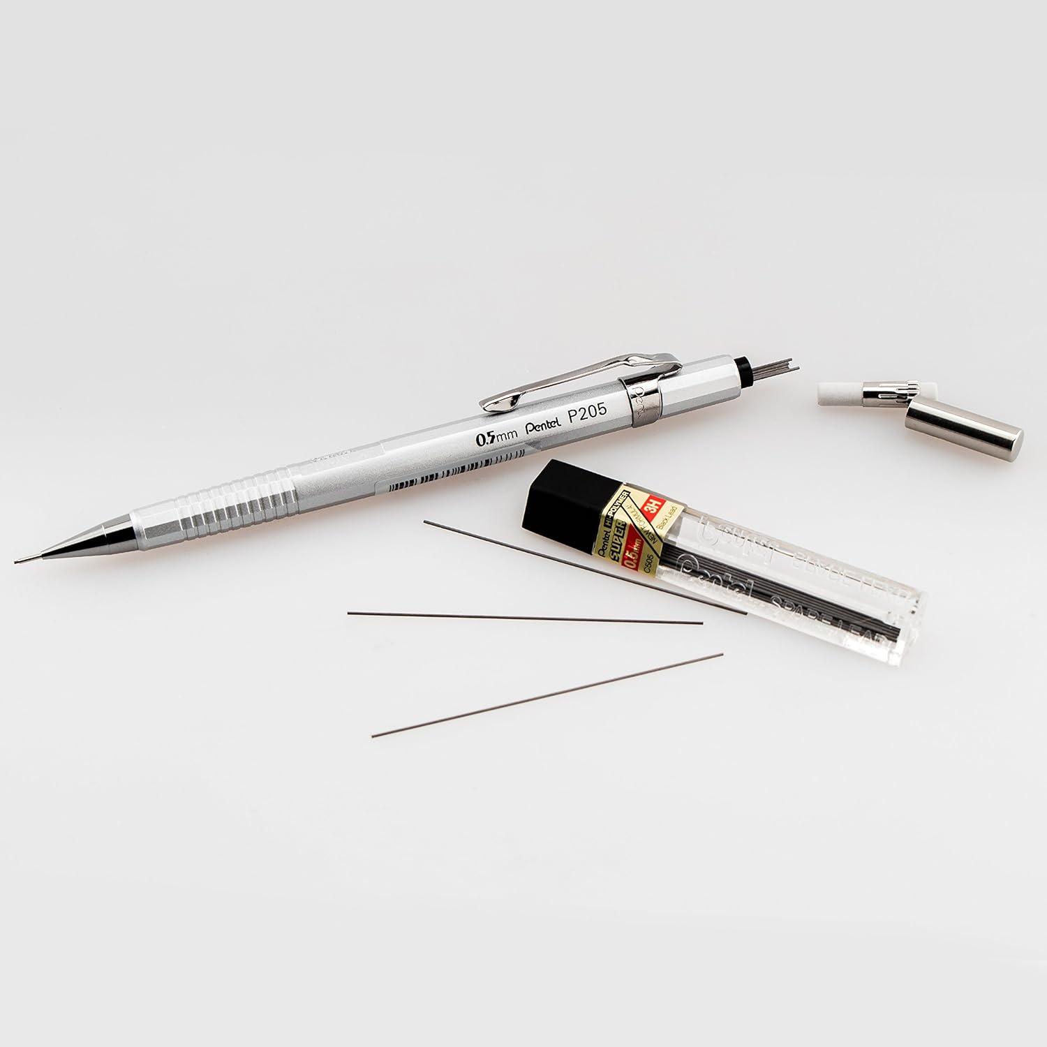 image:imagePentel Sharp Mechanical Pencil 05mm Metallic Silver Barrel Box of 12 P205Z