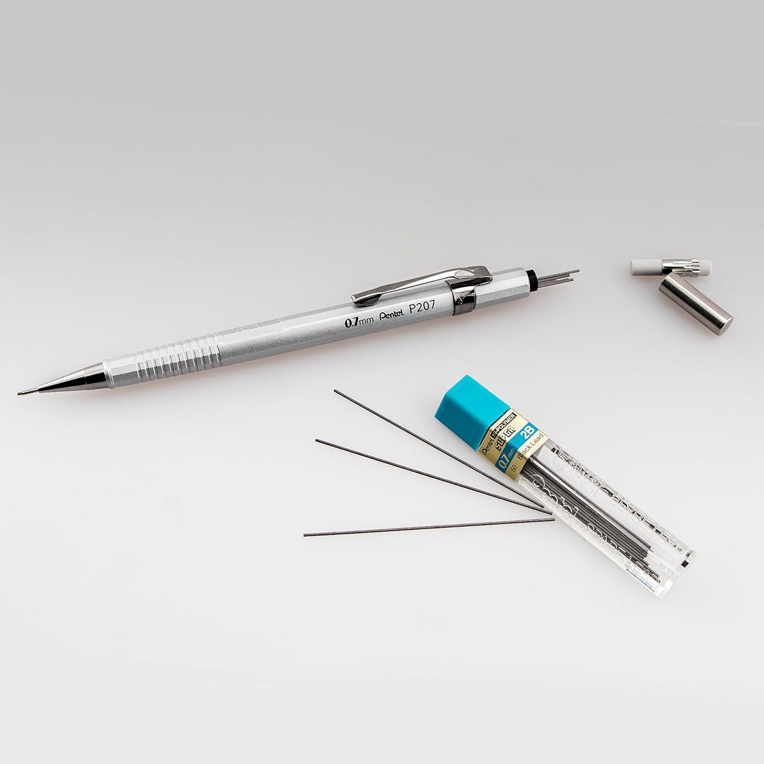 image:imagePentel Sharp Mechanical Pencil 07mm Metallic Silver Barrel Box of 12 Pencils P207Z