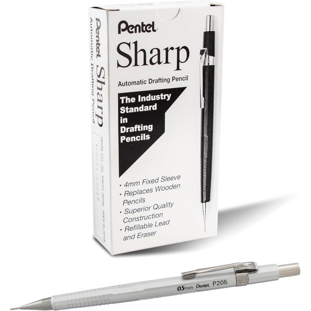 image:imagePentel Sharp Mechanical Pencil 05mm Metallic Silver Barrel Box of 12 P205Z