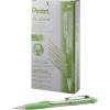 Pentel Twist-Erase CLICK Mechanical Pencil, (0.7mm), CLEAR Barrel, Lime Green Grip, 12 pack (PD277TK)