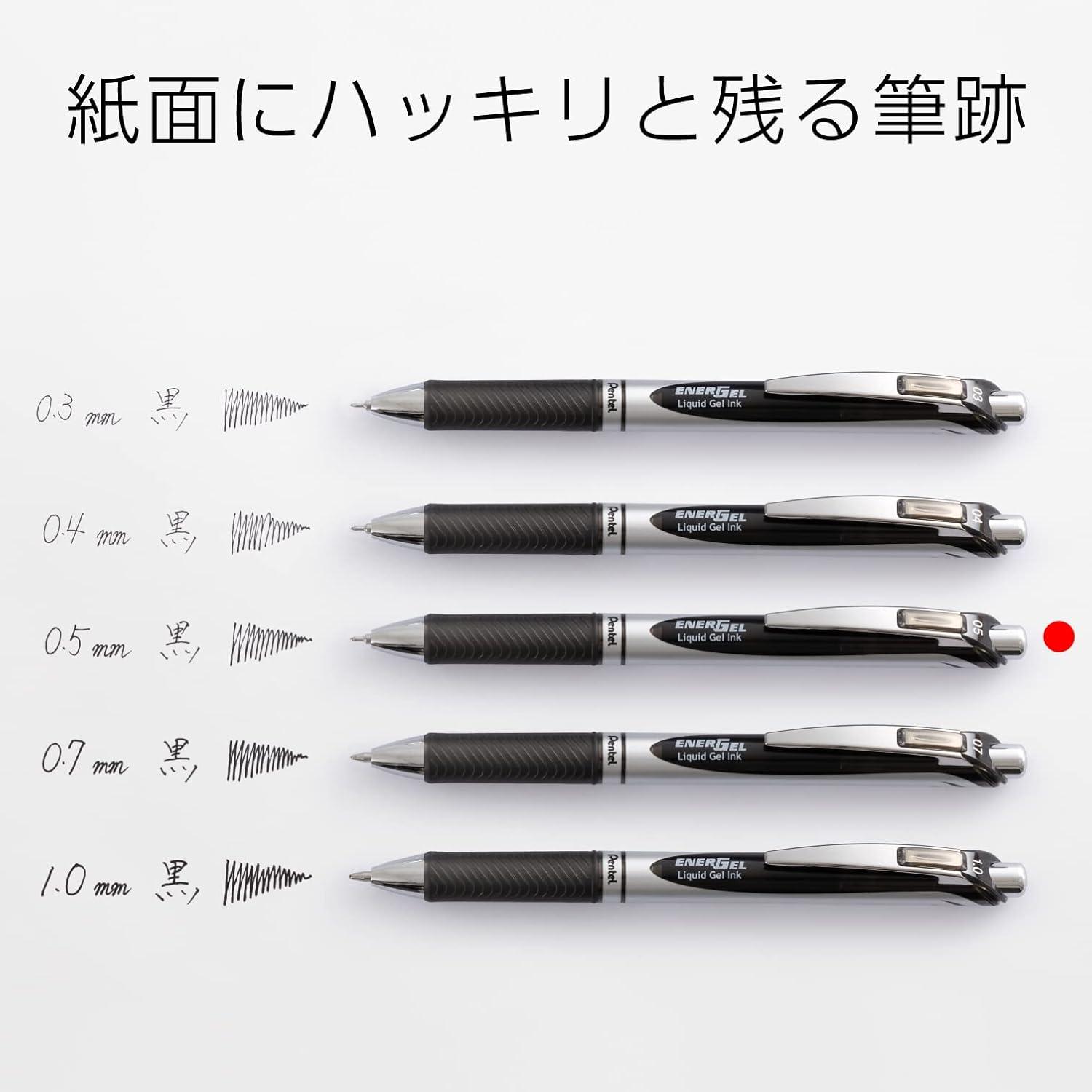 image:imagePentel Energel Knock Ballpoint Pen 05mm Needle Tip Black Ink Silver Body with Black Accent BLN75ZASiver Body with Black Accent