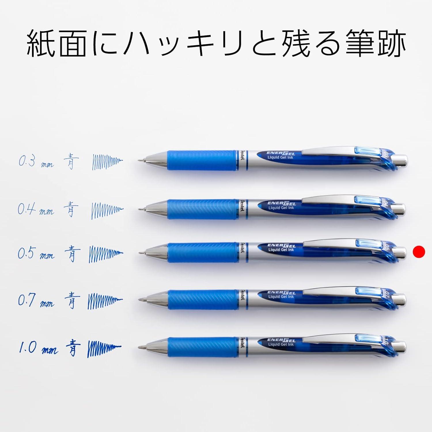 image:imagePentel Energel Knock Ballpoint Pen 05mm Needle Tip Black Ink Silver Body with Black Accent BLN75ZASiver Body with Blue Accent