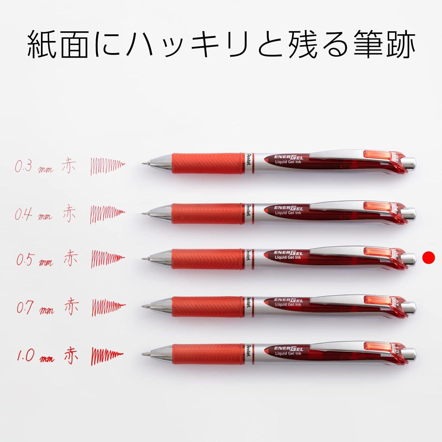 image:imagePentel Energel Knock Ballpoint Pen 05mm Needle Tip Black Ink Silver Body with Black Accent BLN75ZASiver Body with Red Accent