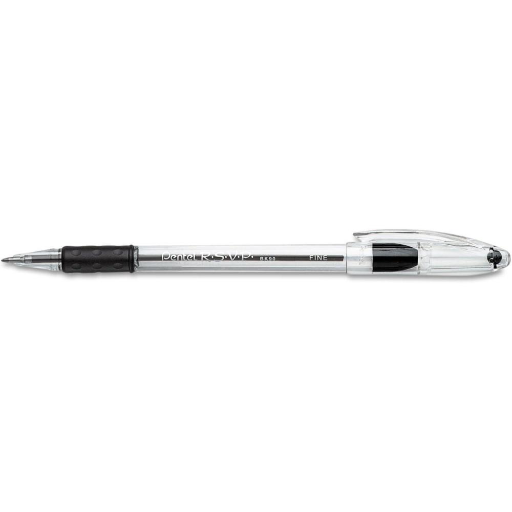 image:imagePentel BK90A RSVP Stick Ballpoint Pen 7mm Trans Barrel Black Ink Dozen