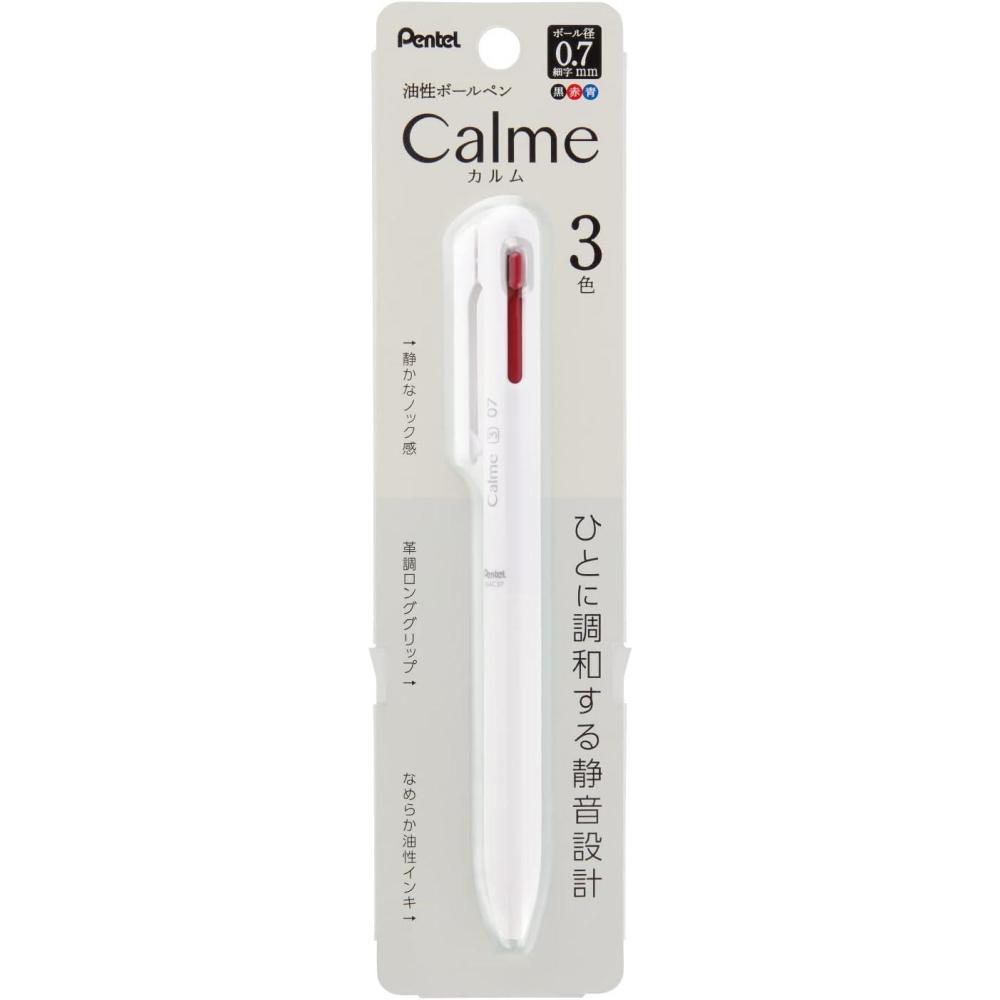 image:imagePentel XBXAC37W TriColor Ballpoint Pen Calme 07mm Grayish WhiteWhite Shaft